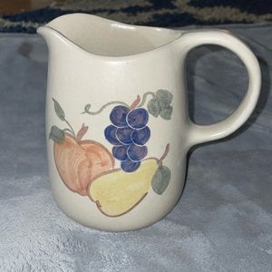 Chatham Potters Country Harvest heavy stoneware pitcher fruits